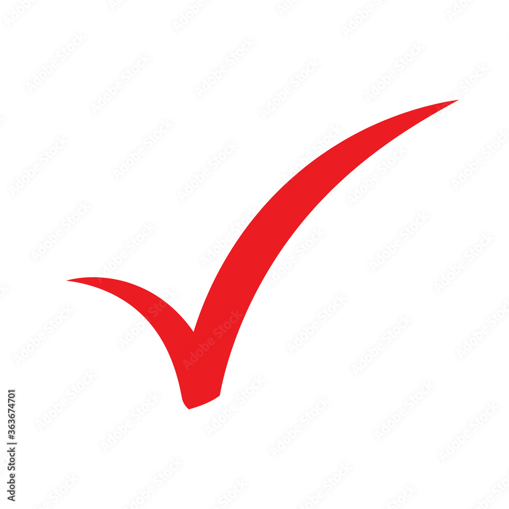 Check mark vector icon. Red tick icon isolated on white background. Flat mark for web site, app, label, logo design Vector illustration Stock Vector | Adobe Stock