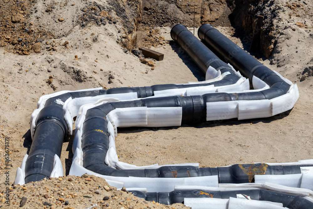 hot water underground process piping Stock Photo Adobe Stock