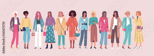 Modern fashion young women cartoon vector illustration