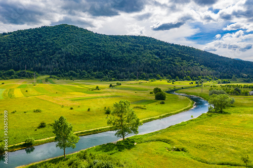 Beautiful nature, colorful Gacka river valley, summer view, Lika region of Croatia