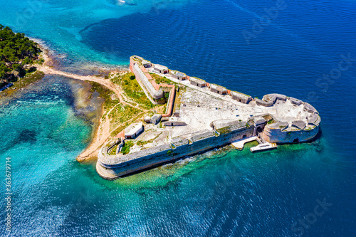 Saint Nikola fortress overlooking Sibenik bay entrance, archipelago od Dalmatia, Croatia