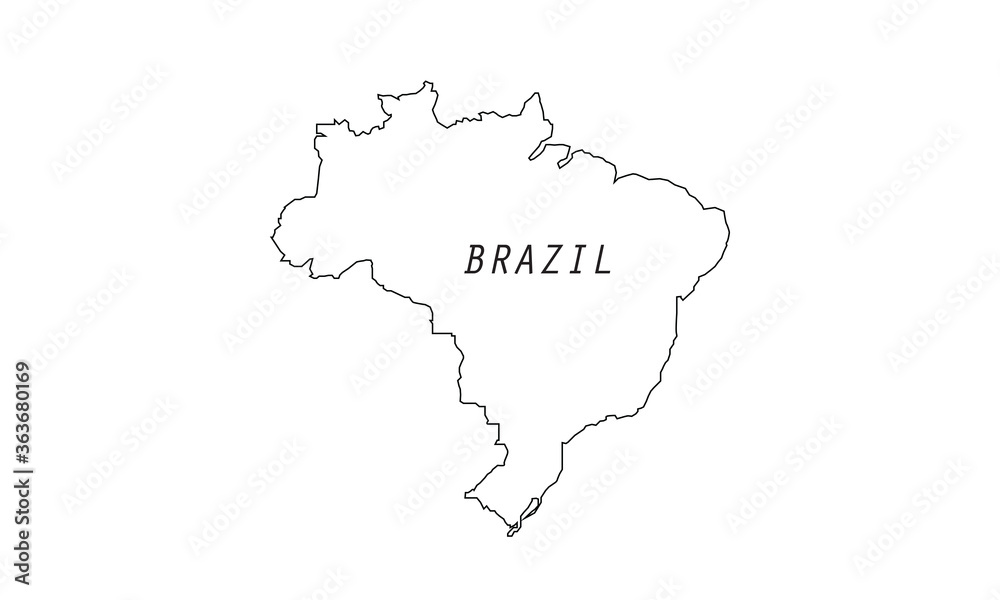 Brazil map outline country vector illustration