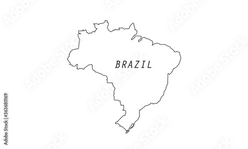 Brazil map outline country vector illustration