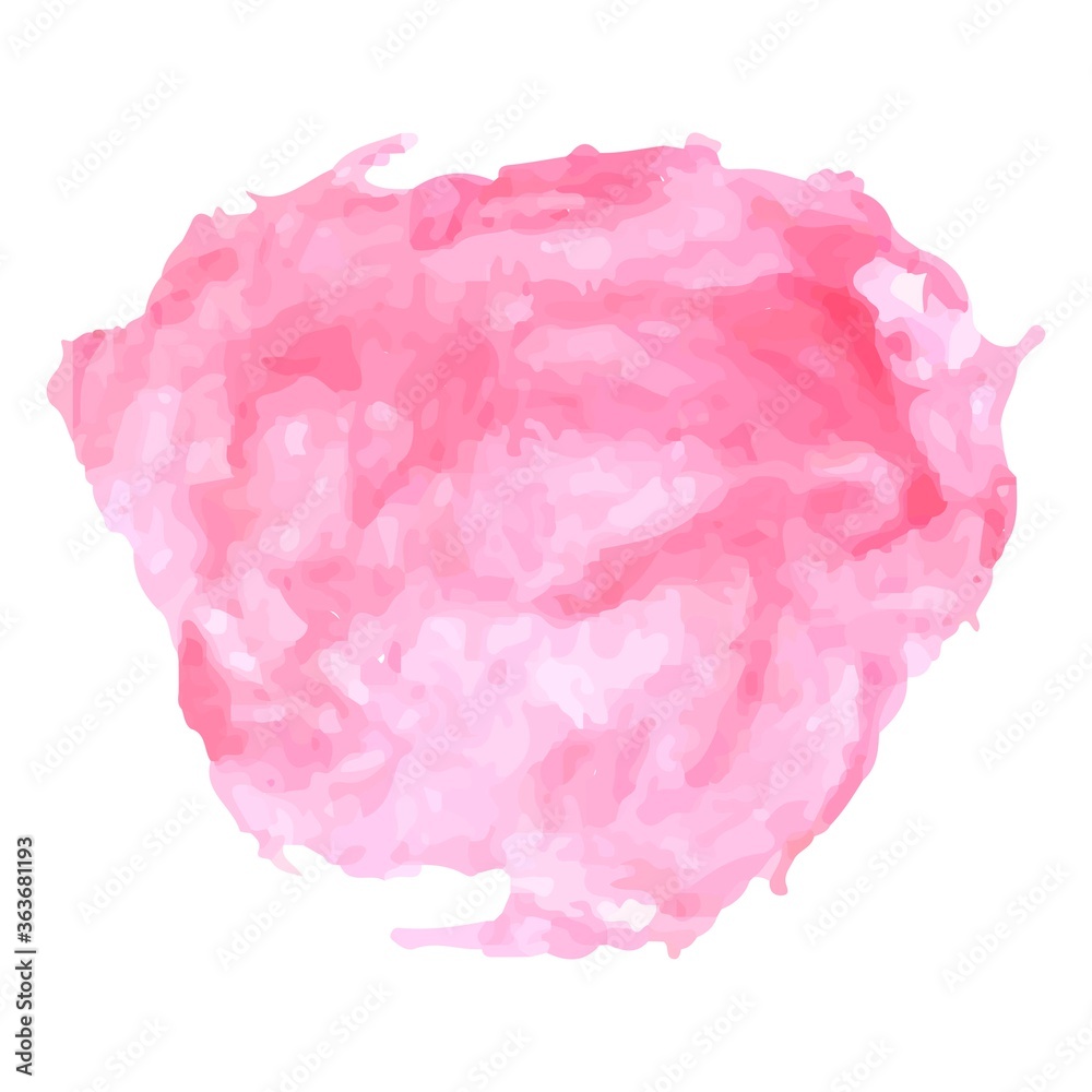 Vector watercolor stain, pink brushstroke on a white background, stock illustration for design and decor, banner, template, postcard, card.