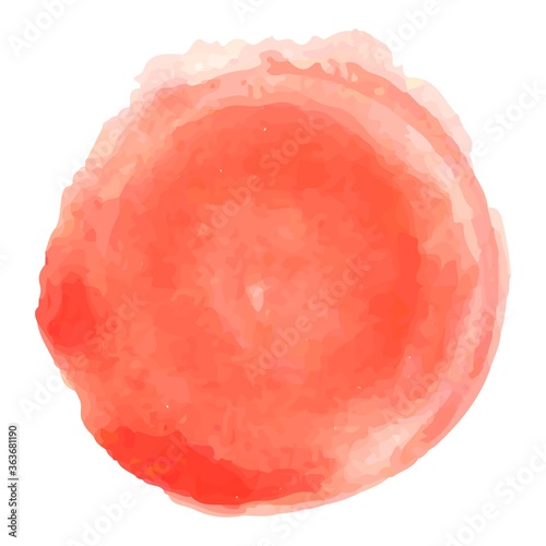 Vector watercolor circle of red color on a white background, stock illustration for design and decor, banner, template, postcard, card.
