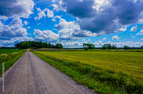 Country road  finland  landscape  rural  lovely  summer  green  driving  field  clouds  wallpaper