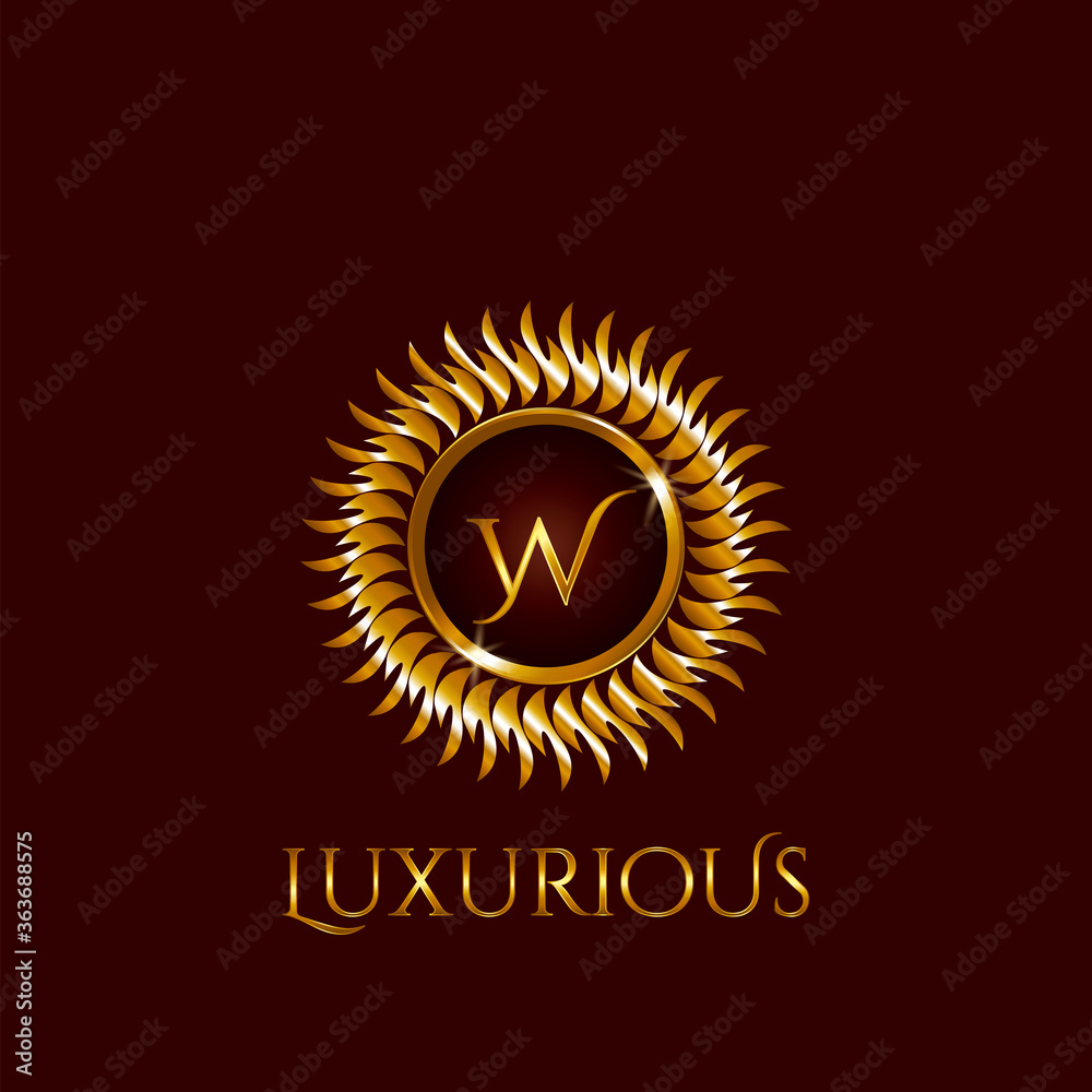 Luxury Golden Letter W Circle Logo vector design Luxury Golden Letter W Circle Logo vector design