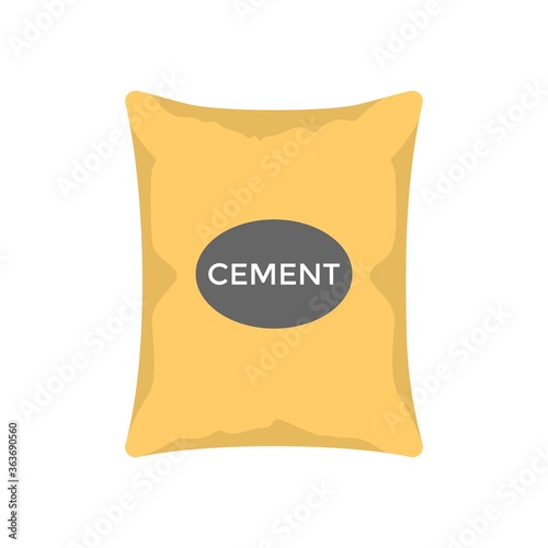 Cement bag icon illustration in flat design style. Construction material sign.