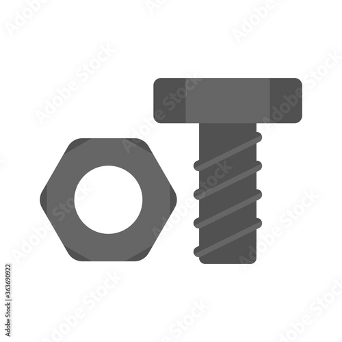 Bolt and nut icon illustration in flat design style.