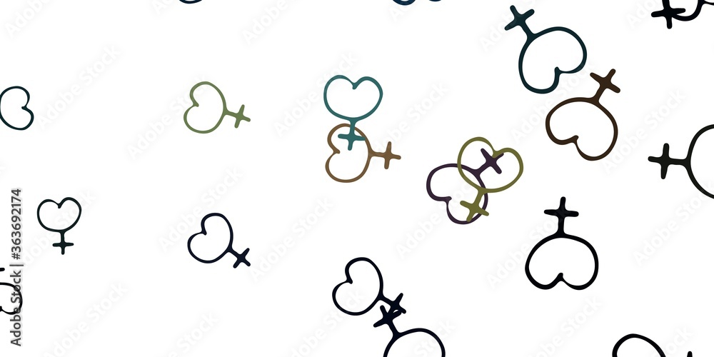 Light Blue, Yellow vector backdrop with woman's power symbols.