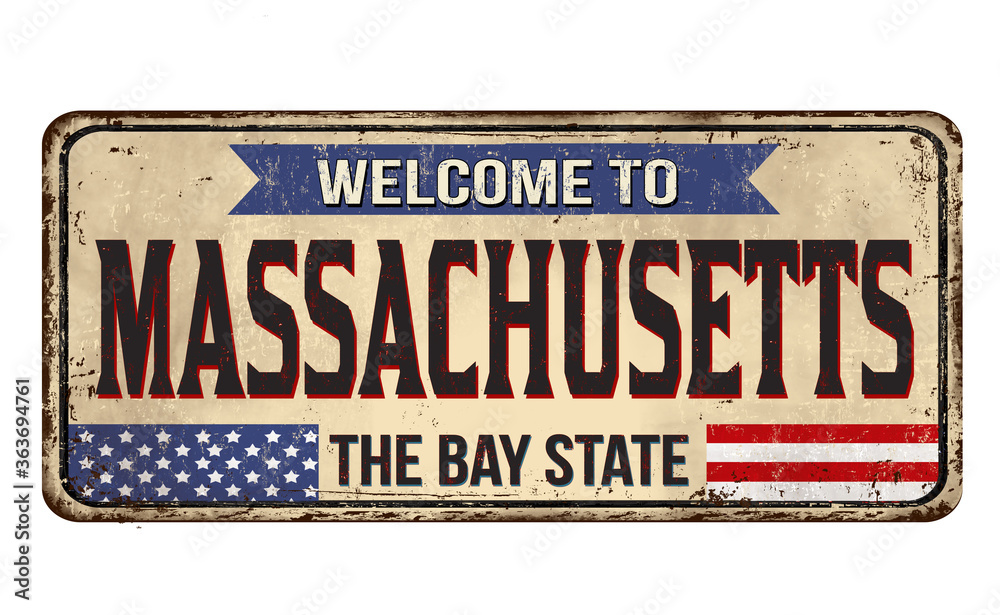 Welcome to Massachusetts vintage rusty metal sign