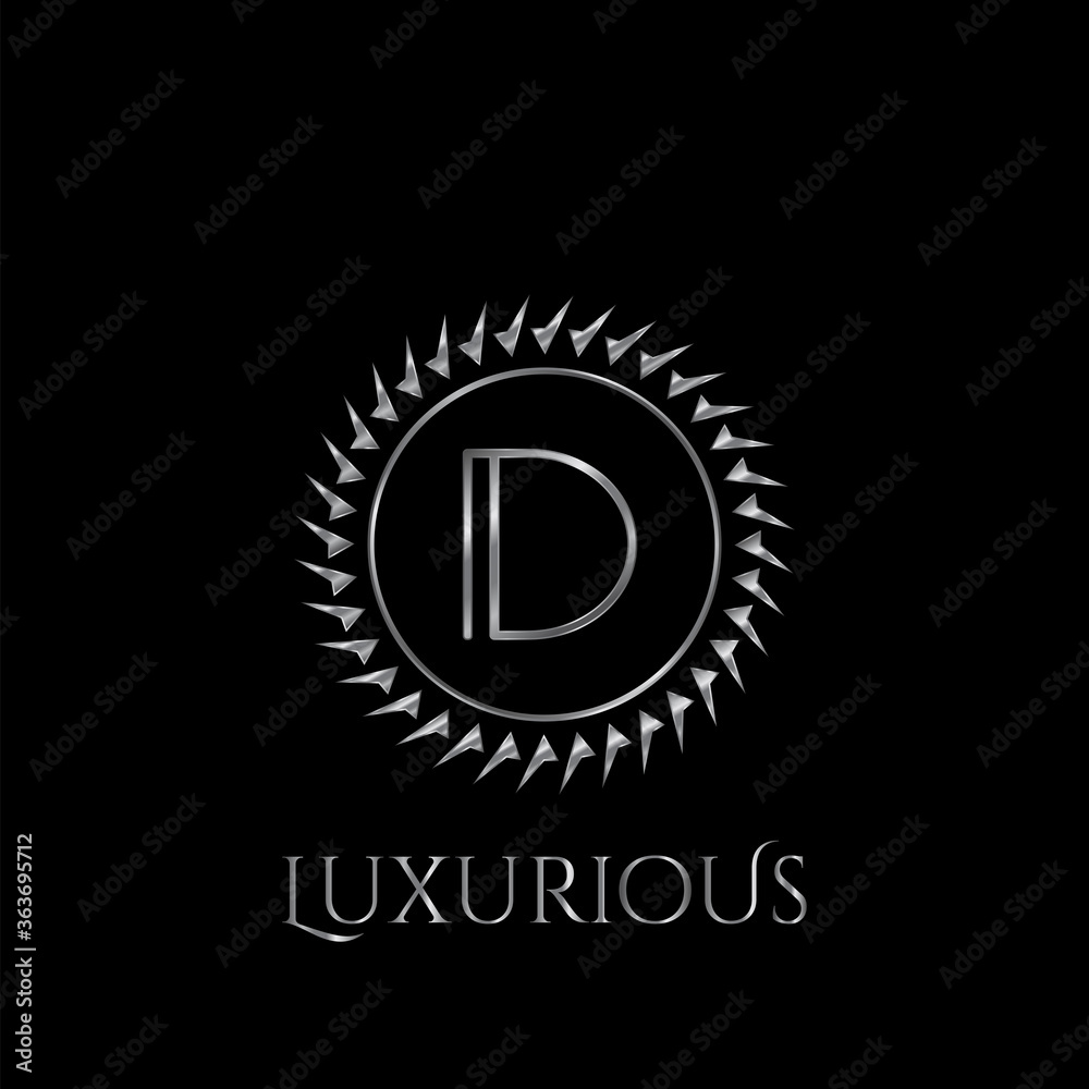 Naklejka premium Luxury letter D Circle Logo vector design silver color