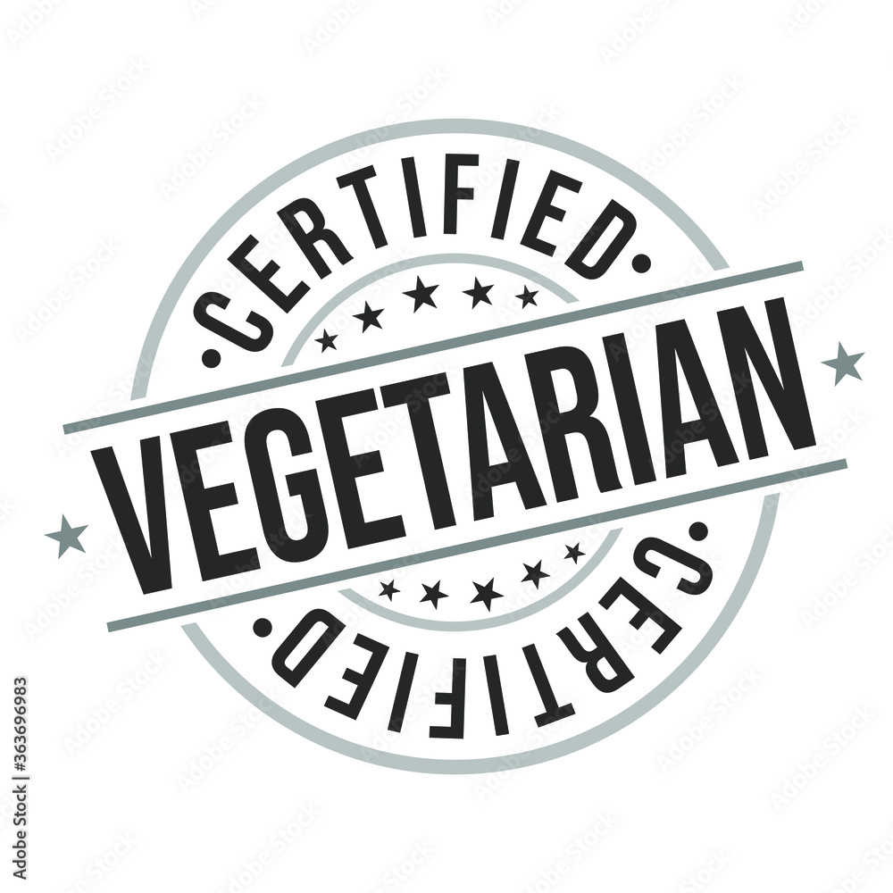 Vegetarian Certified Food Traditional Product Stamp Round Vector Icon Design Insignia Quality.