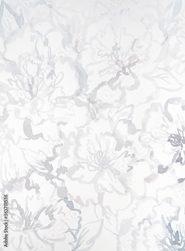 Pale watercolor peonies abstract background
