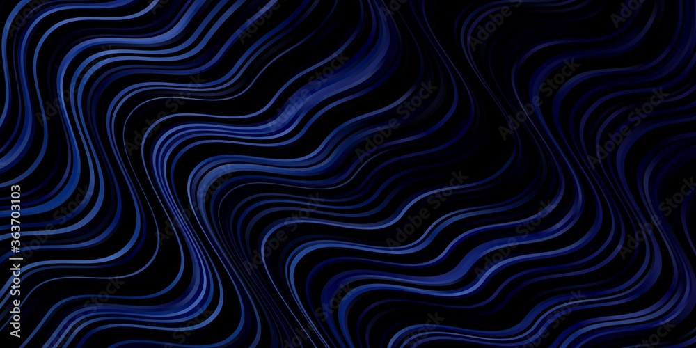 Dark BLUE vector pattern with wry lines. Colorful illustration with curved lines. Template for your UI design.