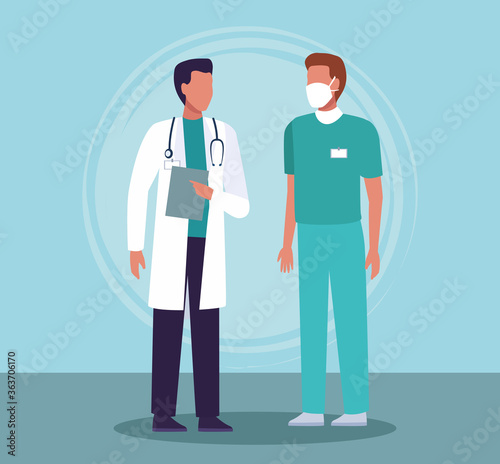 group of male doctors staff wearing medical mask