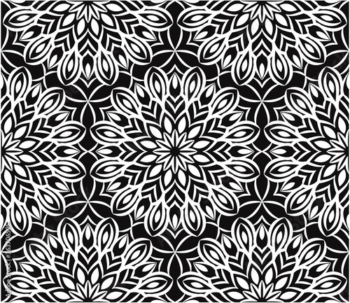 Ornamental mandala design abstract background. Seamless pattern with flowers