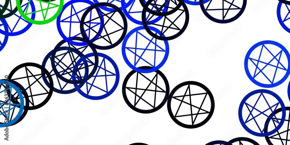 Light Blue, Green vector pattern with magic elements. Light Blue, Green vector pattern with magic elements.
