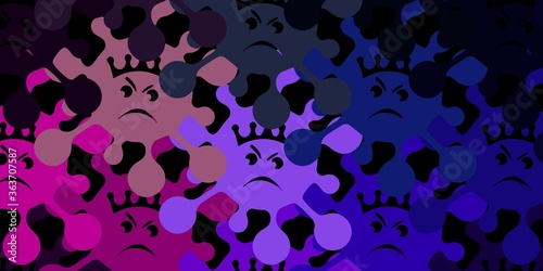 Dark pink, green vector texture with disease symbols.
