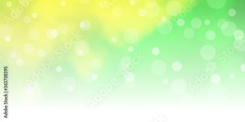 Light Green, Yellow vector layout with circles. Modern abstract illustration with colorful circle shapes. New template for your brand book.