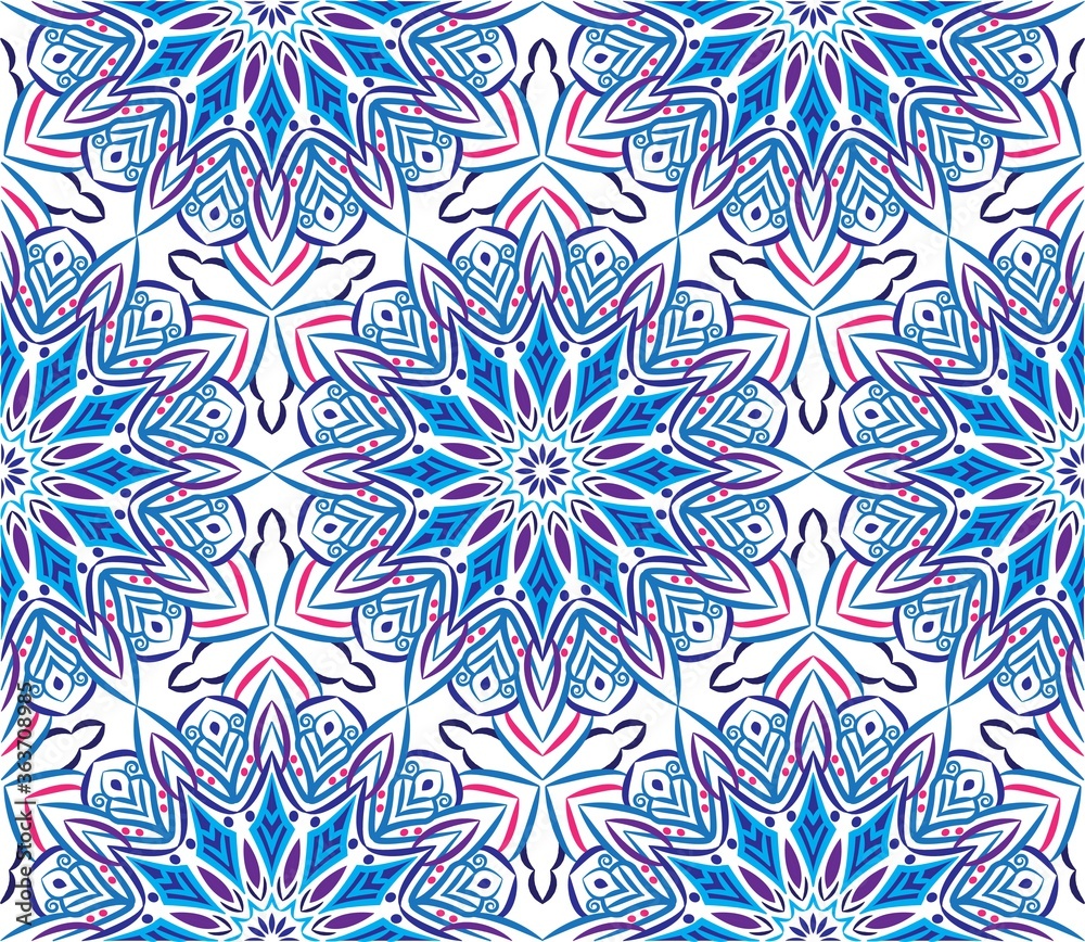 Ornamental mandala design abstract background. Seamless pattern with flowers