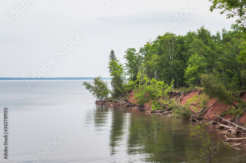 Beautiful Sandy and Rocky Lakeshore of Lake Superior at Big Bay State Park in Madeline Island, Wisconsin