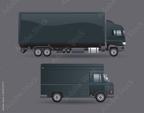 truck and van black branding isolated icon