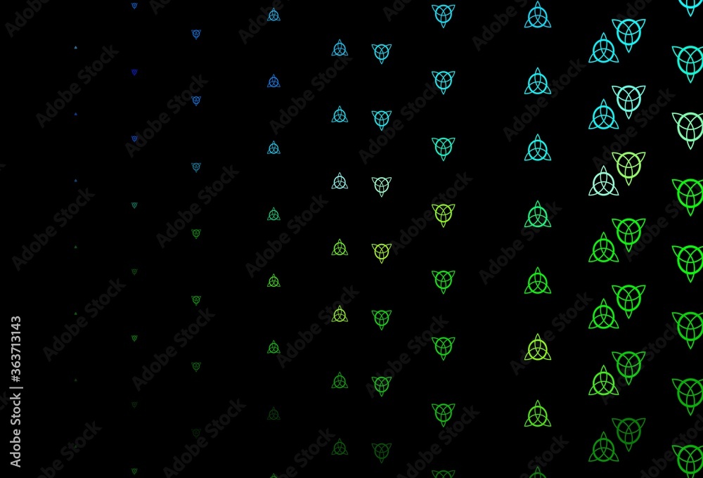 Dark Blue, Green vector background with occult symbols. Dark Blue, Green vector background with occult symbols.