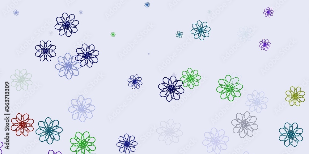 Light Multicolor vector doodle pattern with flowers.