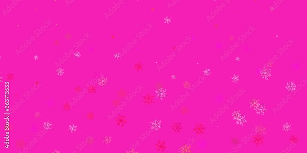 Light pink, yellow vector doodle pattern with flowers. Light pink, yellow vector doodle pattern with flowers.