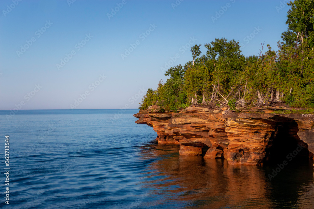 Beautiful Sea Caves on Devil's Island in the Apostle Islands National Lakeshore, Lake Superior, Wisconsin