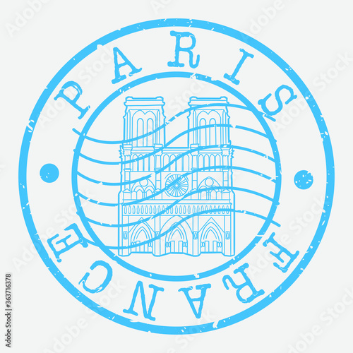 Canvas Print Paris France Stamp