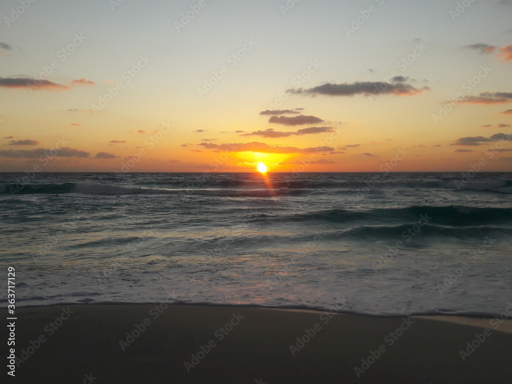 Sunrise over the beach and ocean in Cancun Mexico 2019 Sunrise over the beach and ocean in Cancun Mexico 2019