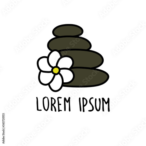 stones for massage doodle icon, vector color illustration