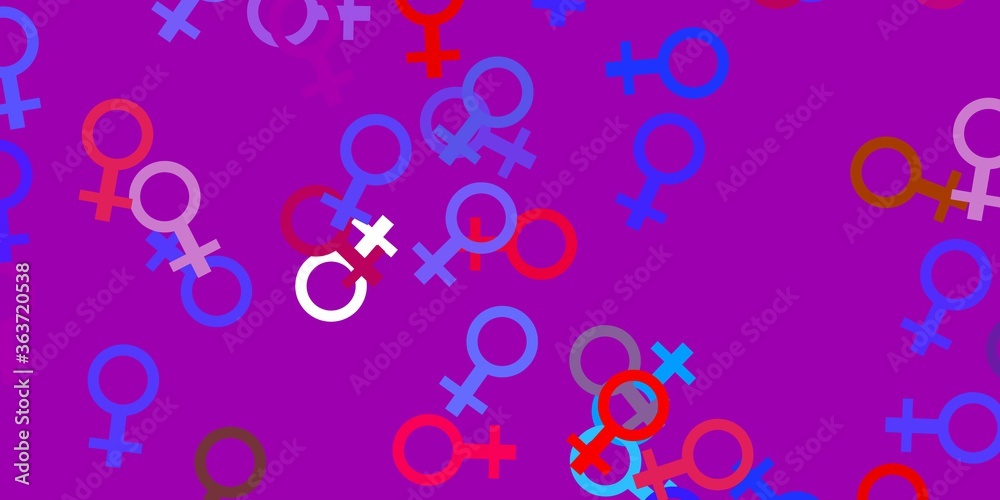 Light Blue, Yellow vector texture with women's rights symbols.