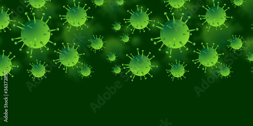 corona virus 2019-ncov flu outbreak  covid-19 3d banner illustration  microscopic view of floating influenza virus cells