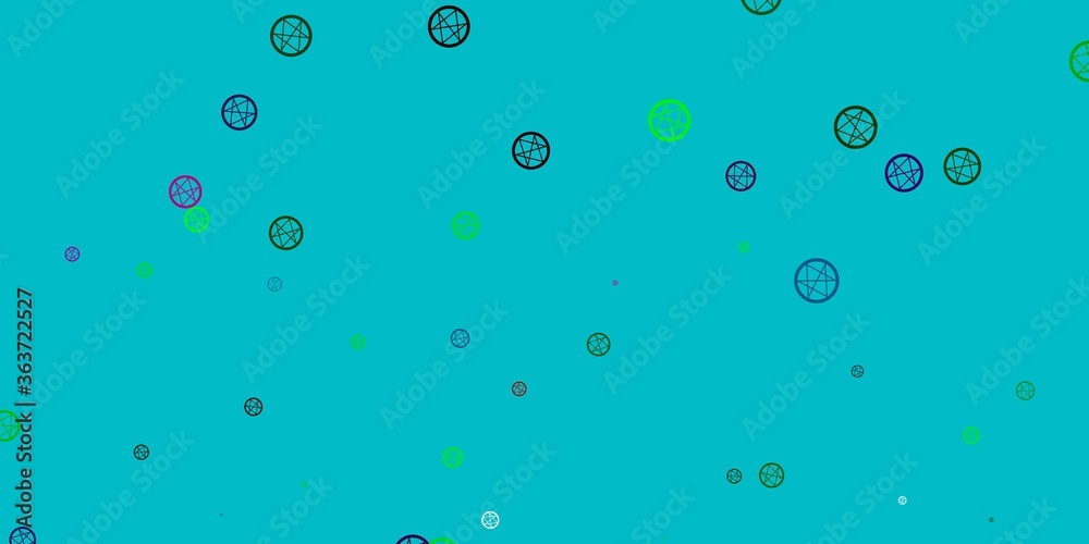 Light Pink, Green vector pattern with magic elements.