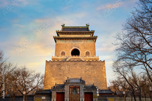 Zhonglou Bell Tower built in 1272 and rebuilt twice after two fires. It's the time-telling center of the capital city during the Yuan, Ming and Qing Dynasties photo