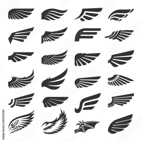 Set of wing signs design elements