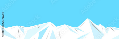 Illustration of an ice mountain range, Snow mountain, iceberg or ice composed of geometric patterns. Cool background. 幾何学模様で構成される氷山脈、雪山、氷山または氷のイラスト ひんやり背景 