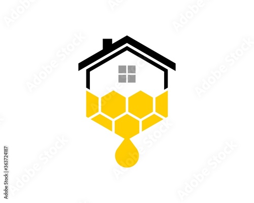 House with beehive honey droplet