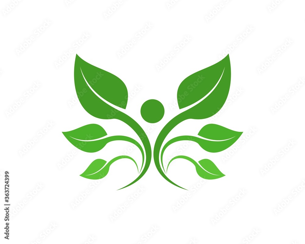 Abstract flying people with green leaf Abstract flying people with green leaf