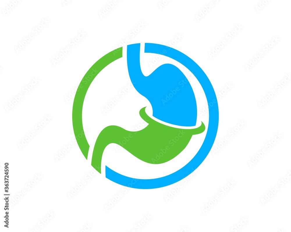 Circle shape with stomach and swoosh Circle shape with stomach and swoosh