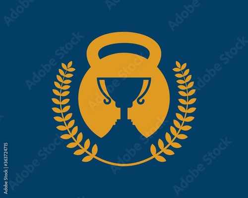 Kettle bell with trophy and wheat