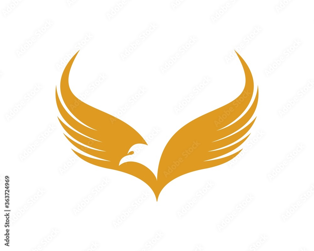 Obraz premium Flying eagle with golden luxury wings