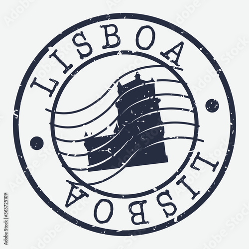 Lisbon Portugal Stamp Postal. Silhouette Seal. Passport Round Design. Vector Icon. Design Retro Travel. National Symbol.