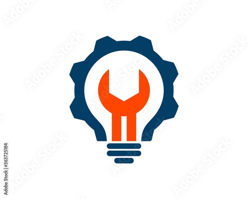 Light bulb idea repair with gear around