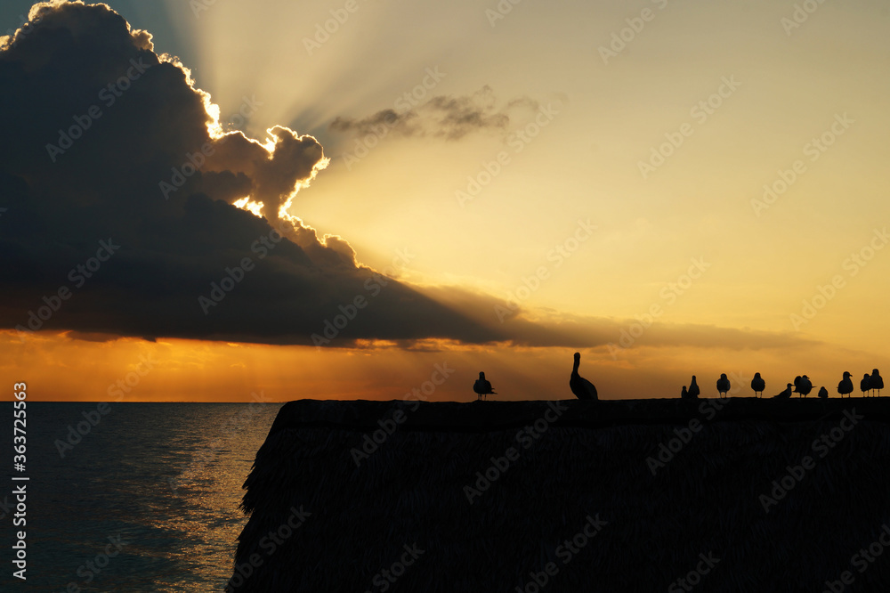 Photo of the sunrise with a few clouds blocking the sun. Shooted at one of Cayo Guillermo´s beach, Cuba Photo of the sunrise with a few clouds blocking the sun. Shooted at one of Cayo Guillermo´s beach, Cuba