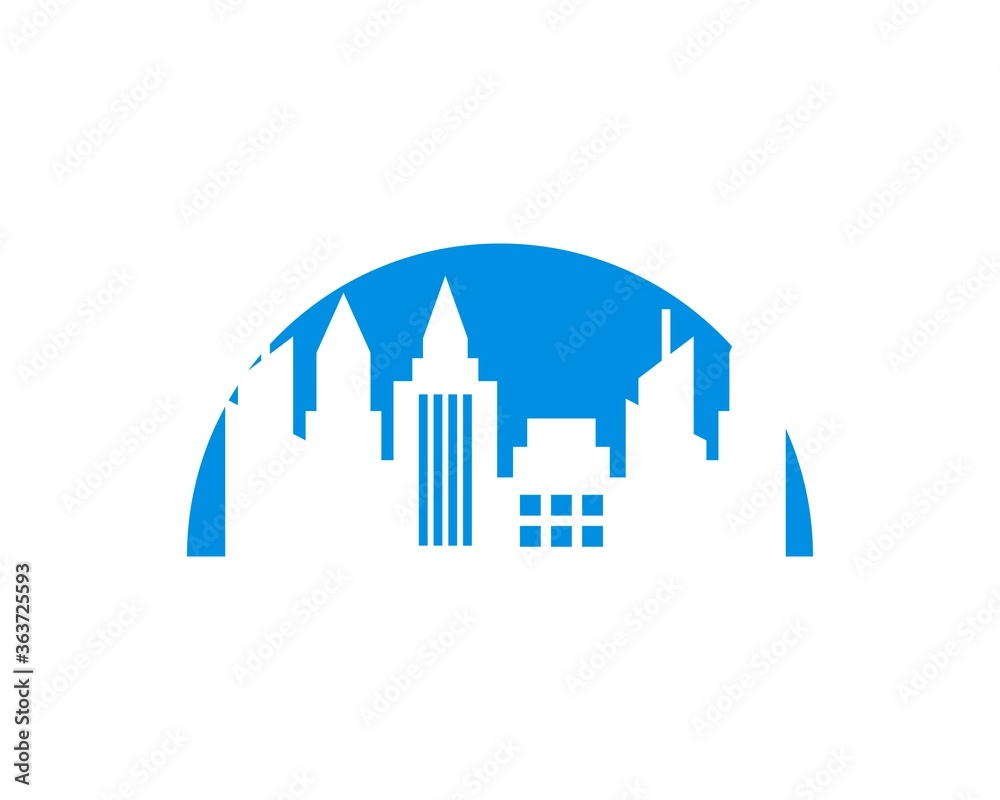 City building silhouette in the blue background