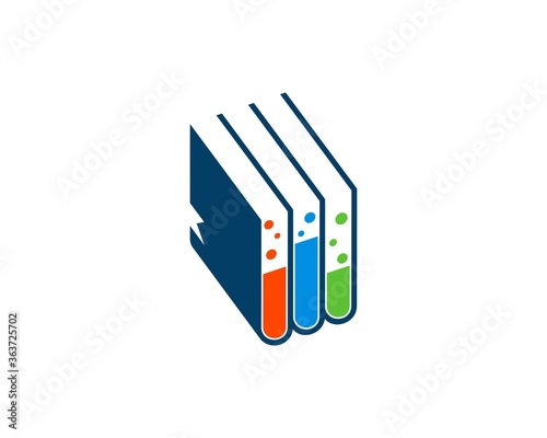 Books piled up with labs liquid